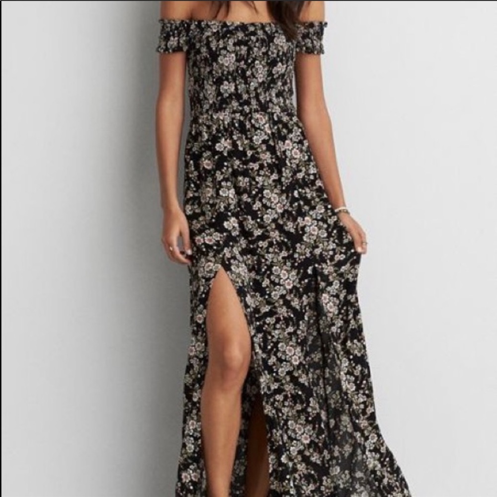 XS Floral Maxi Dress w/ double Slit